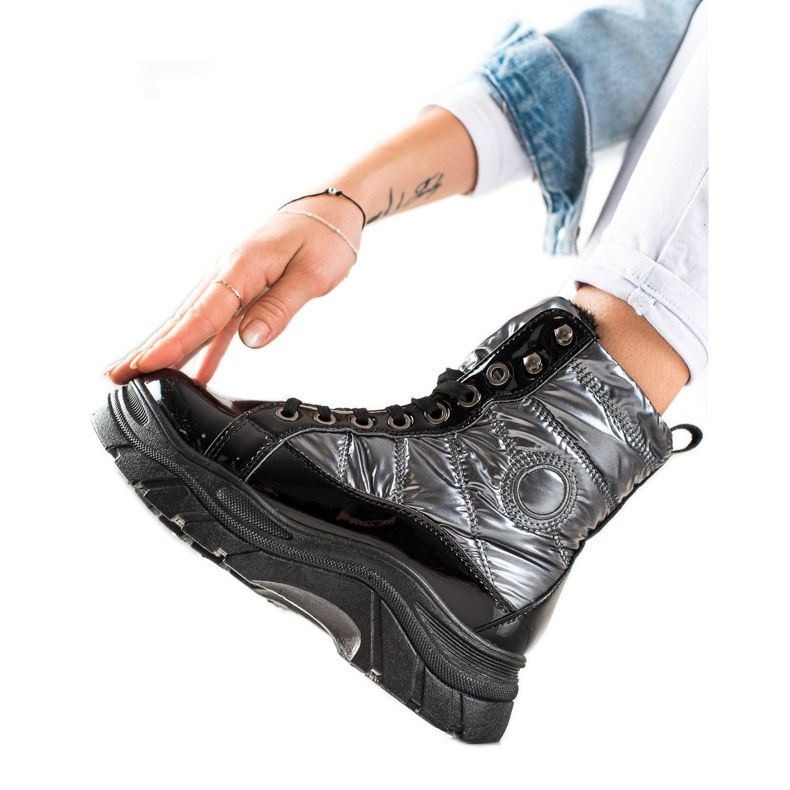 TRENDI Modisch gesteppte Trapper schwarz silber-