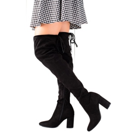 Kayla Oberschenkelhohe Stiefel aus Wildleder schwarz