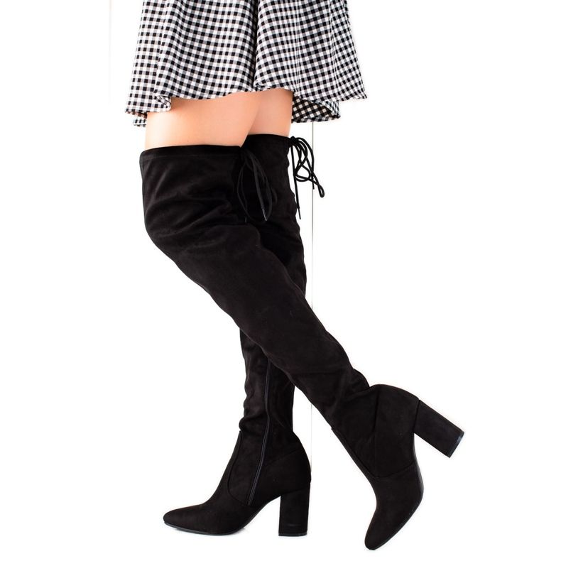 Kayla Oberschenkelhohe Stiefel aus Wildleder schwarz