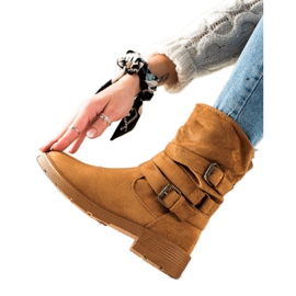 Renda Camel Wildlederstiefel mit dekorativer Schnalle braun