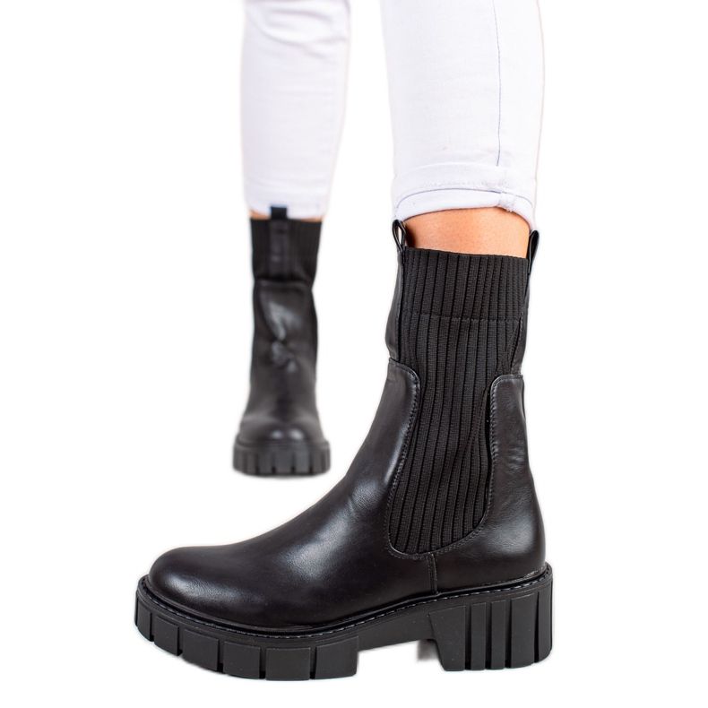 Laura Mode Slip-on-Chelsea-Stiefel auf der Plattform schwarz