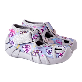 BEFADO S.A. Hausschuhe Inblu mit Klettverschluss 190P093 Grau-Blau