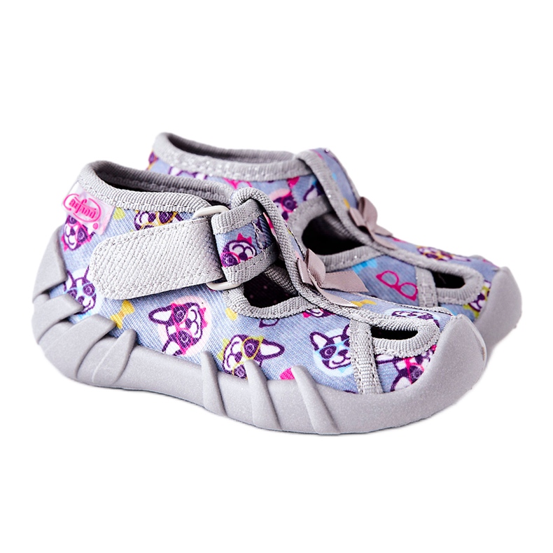 BEFADO S.A. Hausschuhe Inblu mit Klettverschluss 190P093 Grau-Blau