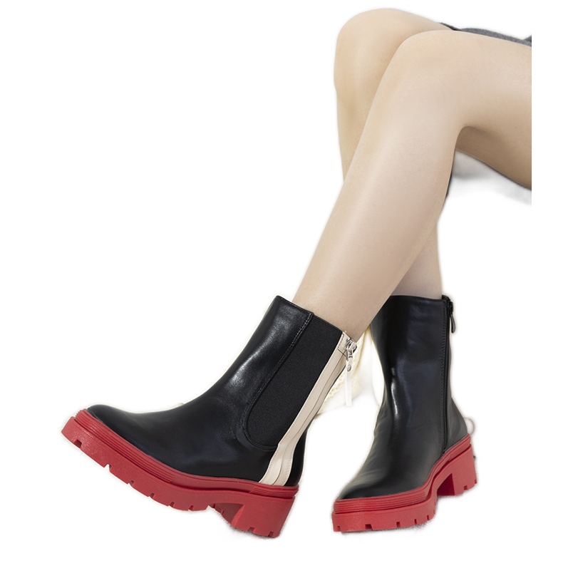 Schwarze Stiefel mit Streifen Albina