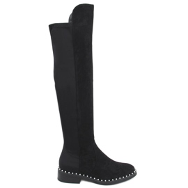 Overknee-Stiefel mit Verso Black Perlen schwarz