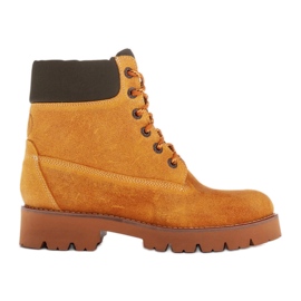 Marco Shoes Wasserdichte Stiefel aus imprägniertem gelbem Leder