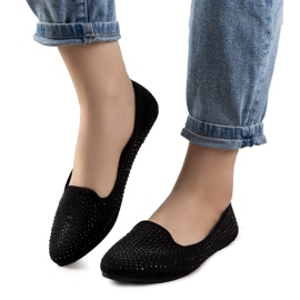 Schwarze Ballerinas verziert mit Harriette Zirkonia