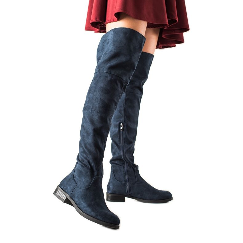 TRENDI Stylische Overknee-Stiefel navy blau