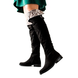 W. Potocki Stiefel mit einem aufgerollten Potocki schwarz