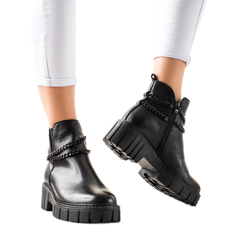 Goodin Stiefel auf der Plattform mit einer Kette schwarz