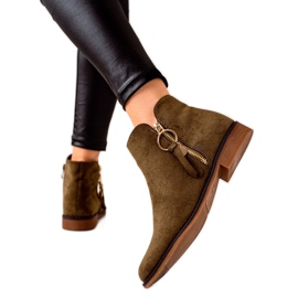 Super Me Stiefel mit goldenem Reißverschluss grün