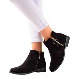 Super Me Stiefel mit goldenem Reißverschluss schwarz