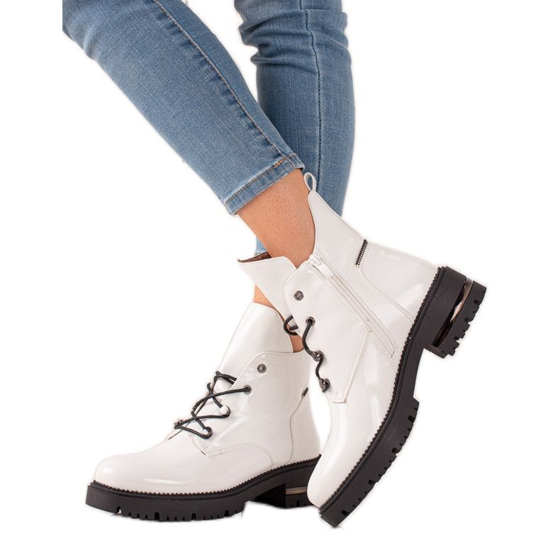 Modische Schnür-Worker von Sergio Leone weiß