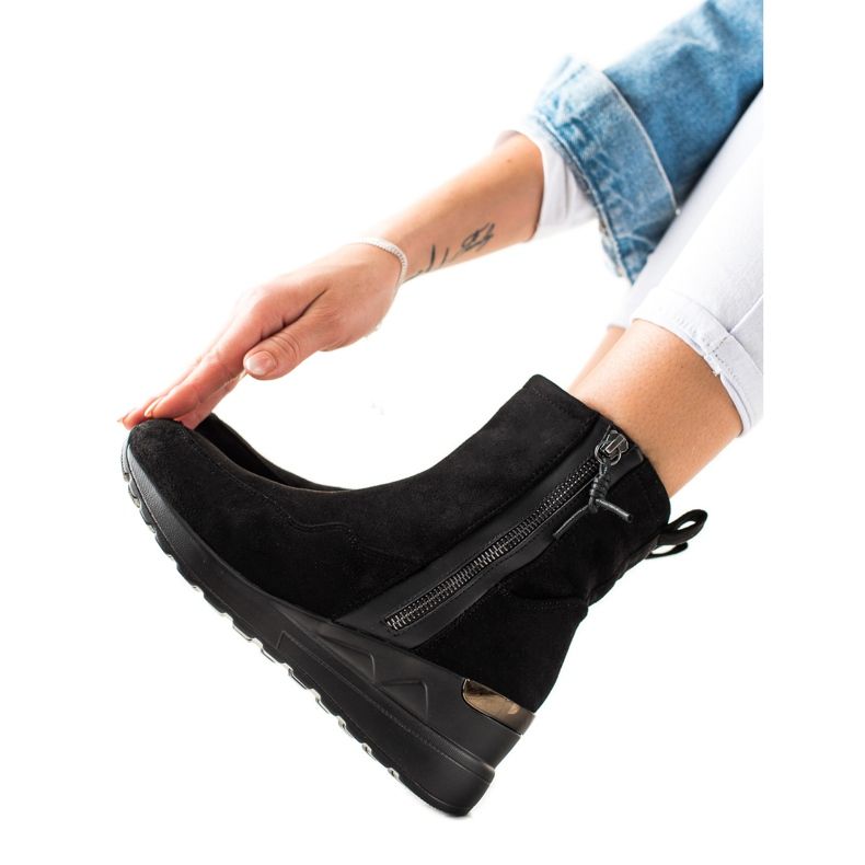 Evento Ankle Boots aus Wildleder mit Keilabsatz schwarz