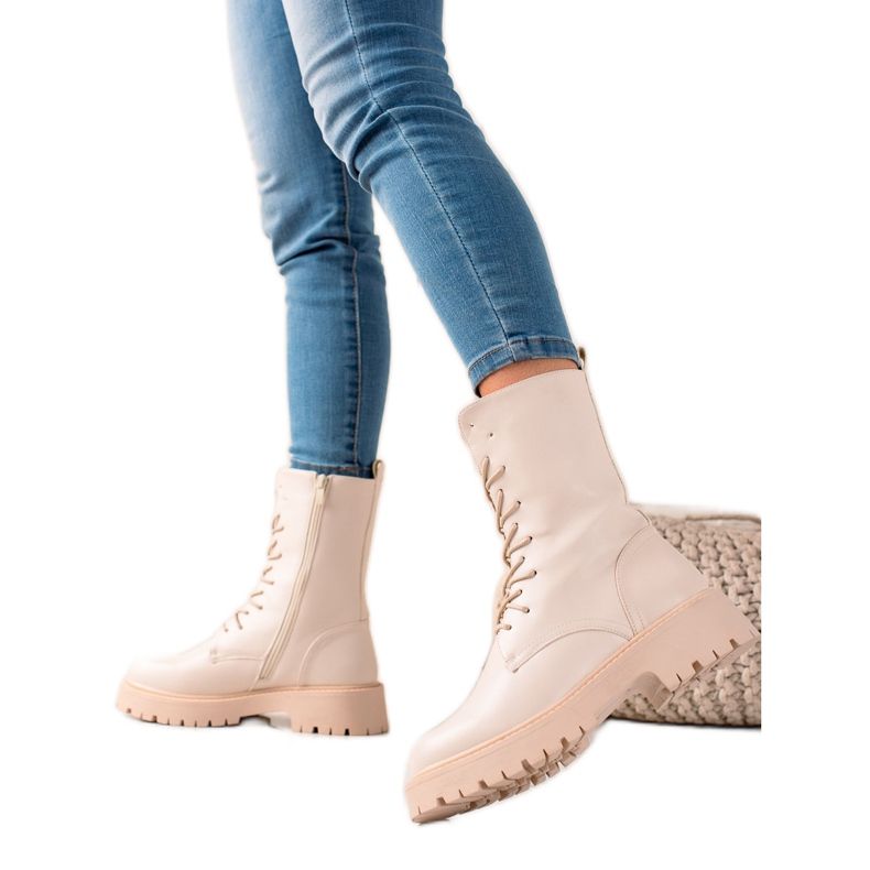 Bona Beige Stiefel Trapper aus Öko-Leder