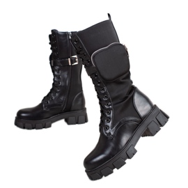 TRENDI Hohe schwarze Stiefel mit Tasche