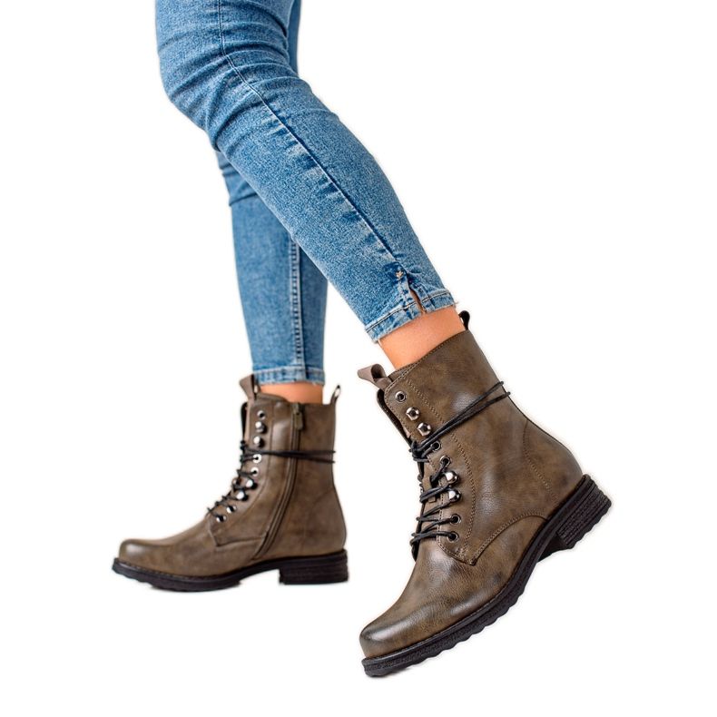 Super Mode Klassische Schnürstiefel braun grün