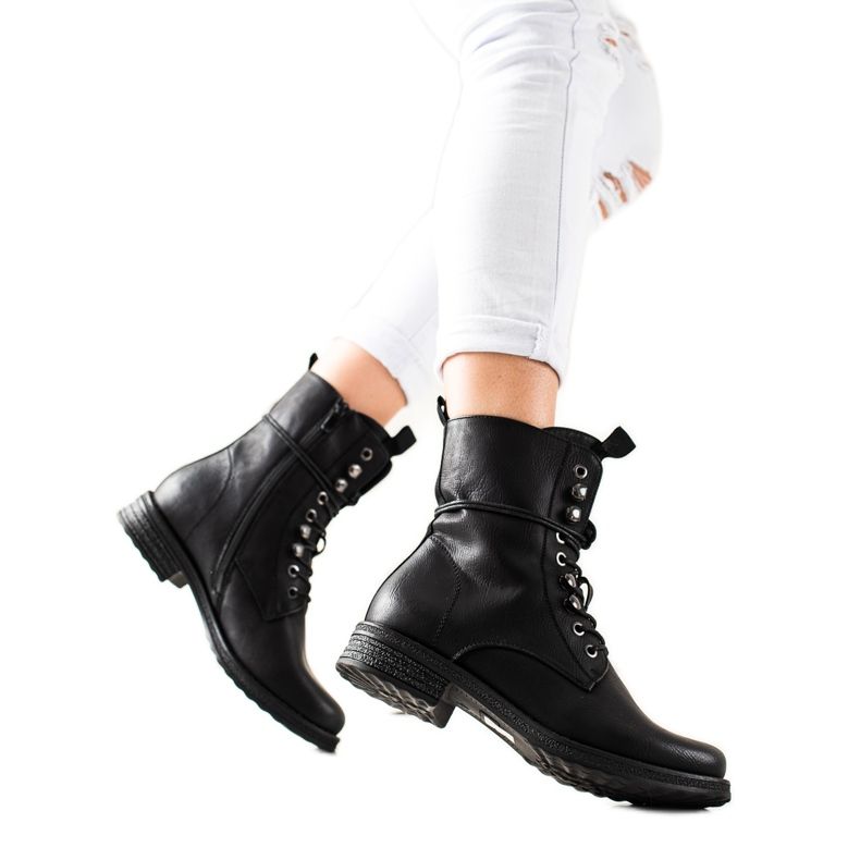 Super Mode Klassische Schnürstiefel schwarz