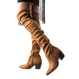 Laura Mode Stiefel mit niedrigem Absatz braun