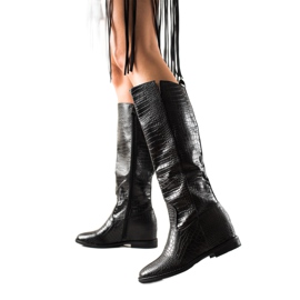 TRENDI Stiefel mit Öko-Leder am Keil schwarz