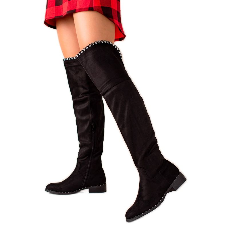 Lucky Shoes Stiefel mit silbernen Ornamenten schwarz