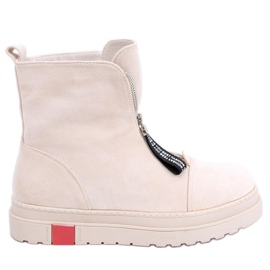 Pitt Beige flache Wildlederstiefel