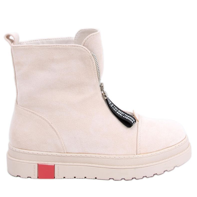 Pitt Beige flache Wildlederstiefel