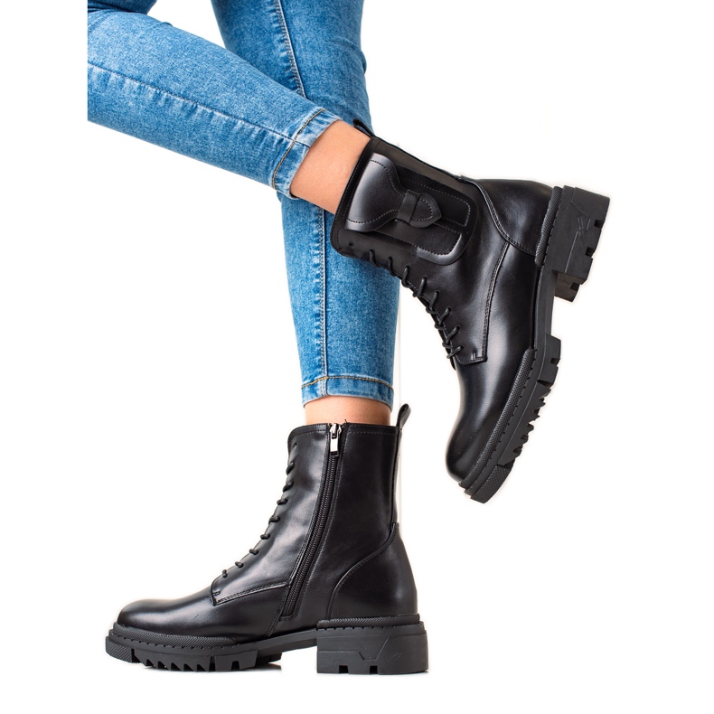 W. Potocki Klassische Potocki-Booties zum Schnüren schwarz