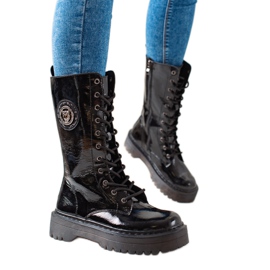 Filippo Lederstiefel auf der Plattform schwarz