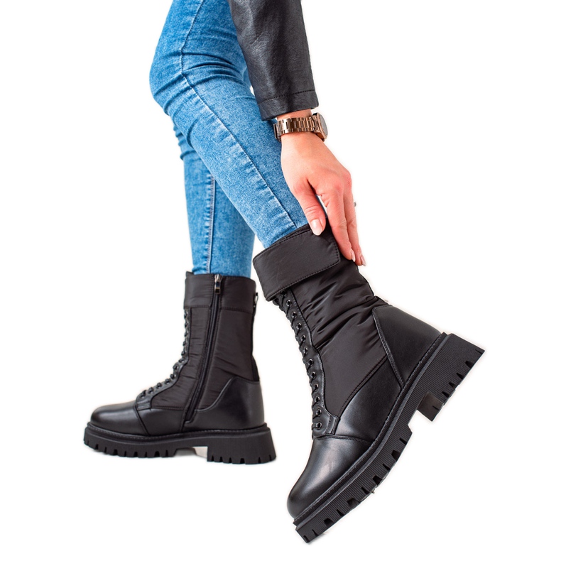 Weide Hohe Schnürstiefel schwarz