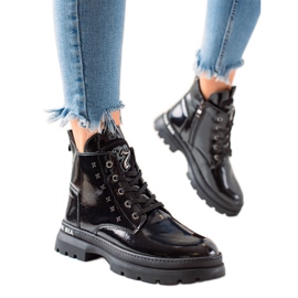 Filippo Ankle Boots zum Schnüren mit Plateau schwarz