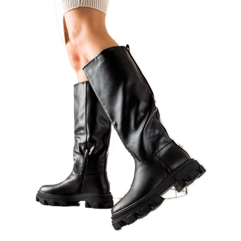 TRENDI Stiefel mit Öko-Leder auf der Plattform schwarz