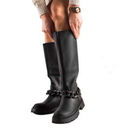 TRENDI Modische schwarze Stiefel auf der Plattform