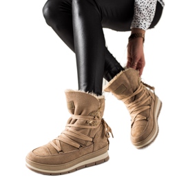 TRENDI Braune Wildleder-Schneestiefel beige