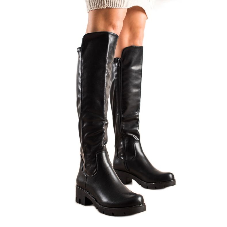 TRENDI Lässige Öko-Lederstiefel schwarz