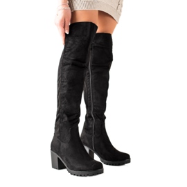 Queentina Stiefel mit hohen Absätzen aus Wildleder schwarz