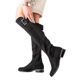 Queentina Stylische flache Stiefel schwarz