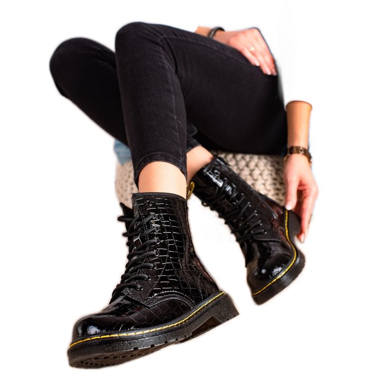 Filippo Isolierte Trapper-Stiefel aus Leder schwarz