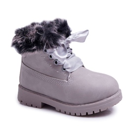 FRROCK Mit Fell gewärmte Kinderstiefel Grau Tesoro Trappers