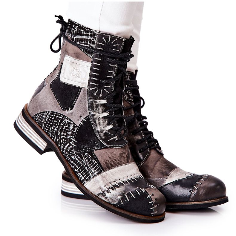 Maciejka Jodhpur-Stiefel aus grauem Leder 05095-03 schwarz