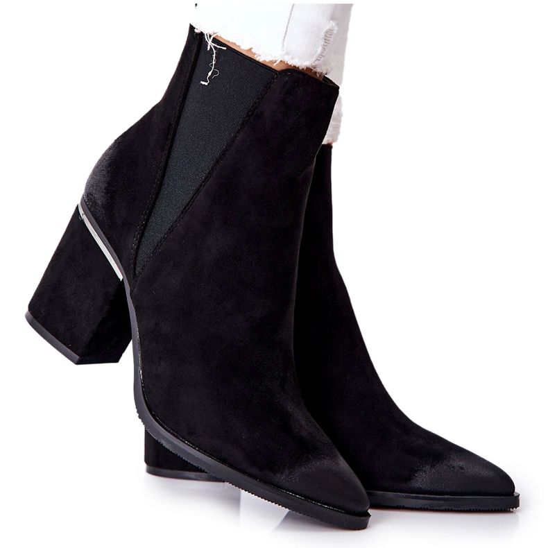 POTOCKI Schwarze Stiefel aus Wildleder mit Absatz Coriseis