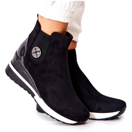 POTOCKI Schwarze Stiefel aus Wildleder mit Keilabsatz Lunelle