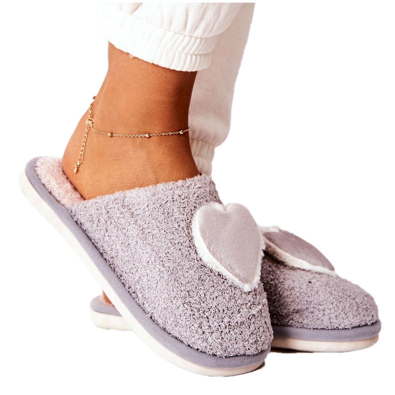 Graue Heartbeat Hausschuhe für Damen