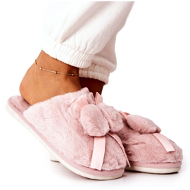 Pelzhausschuhe mit Pompons Pink Pamppies rosa
