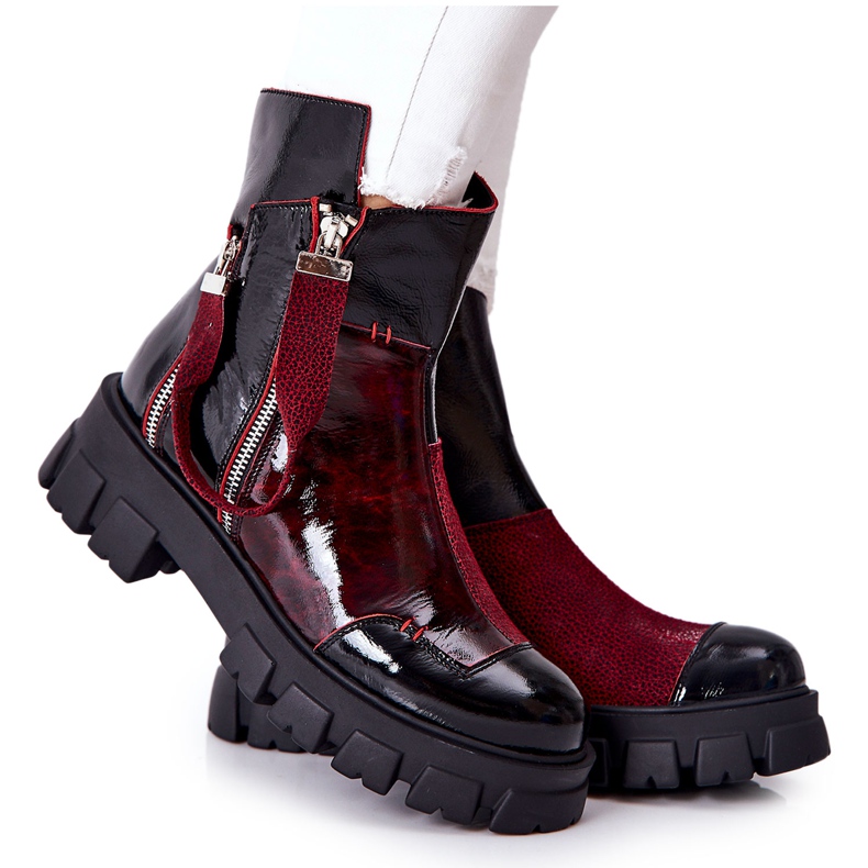 Lederstiefel Maciejka Schwarz-Claret 05137-33 rotwein
