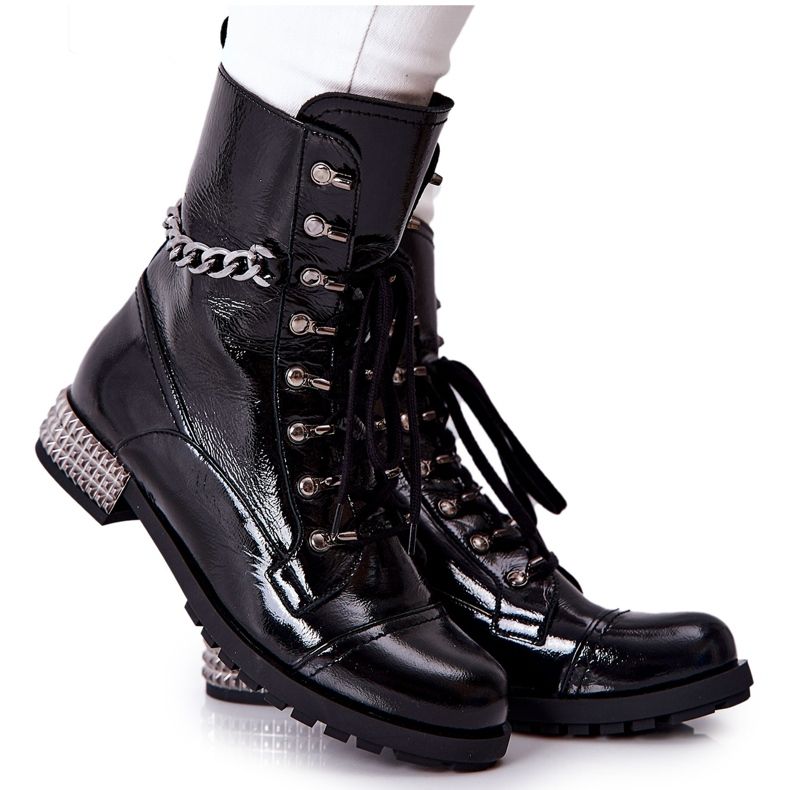 Lederstiefel Workers On Heel Laura Messi Schwarz 2209