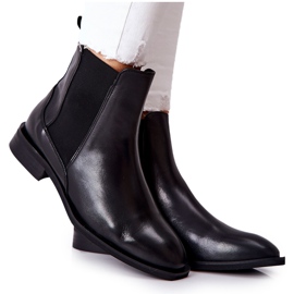 Chelsea-Boots aus Leder mit Absatz Laura Messi Schwarz 2353