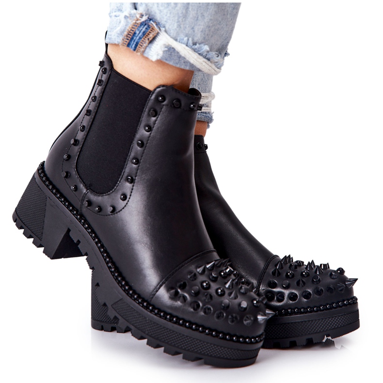 PG1 Schwarze Comonis Jodhpur-Stiefel mit Jets