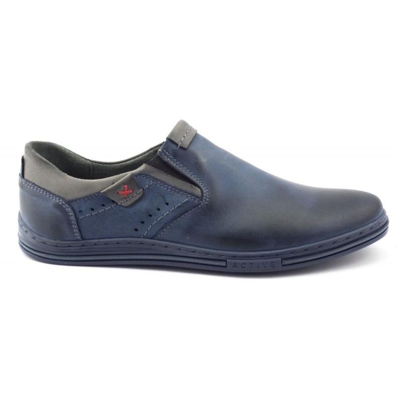 Polbut Herrenschuhe Slipper 401 marineblau navy blau grau