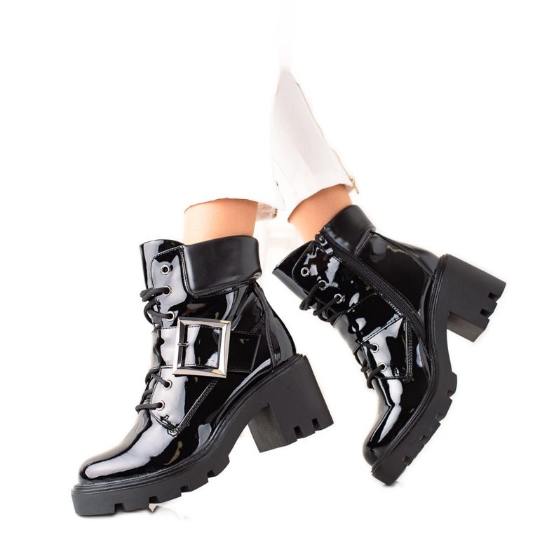 Evento Lackierte Arbeiter auf High Heels schwarz